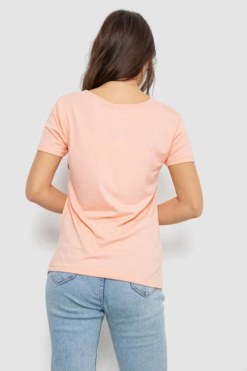 Футболка жіноча з принтом, колір персиковий, 244R601 4