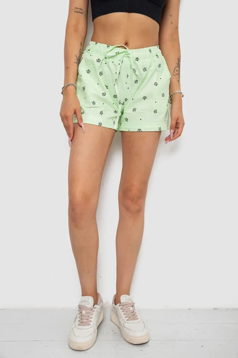 Шорти жіночі з принтом, колір салатовий, 238R7164