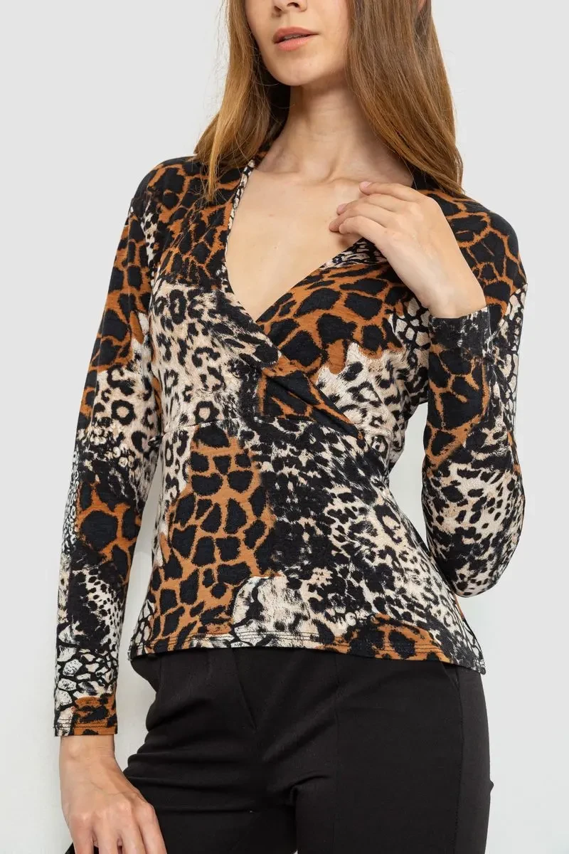 Блуза, колір коричнево-чорний, 186R235 3