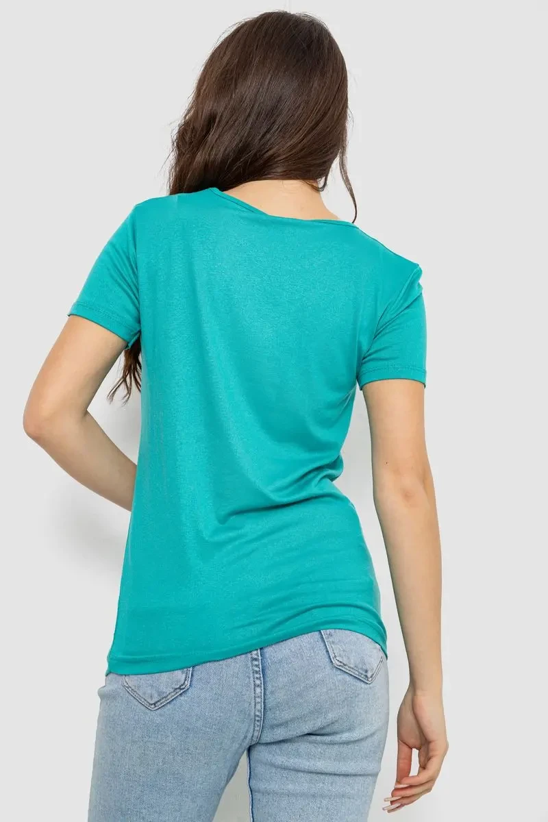 Футболка жіноча з принтом, колір бірюзовий, 244R610 3