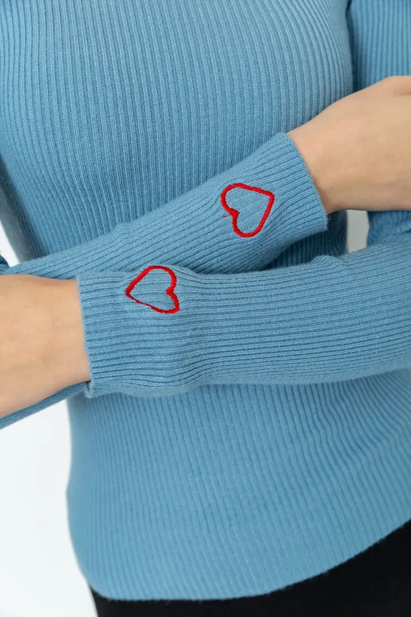 Гольф жіночий в рубчик, колір джинс, 204R051 5