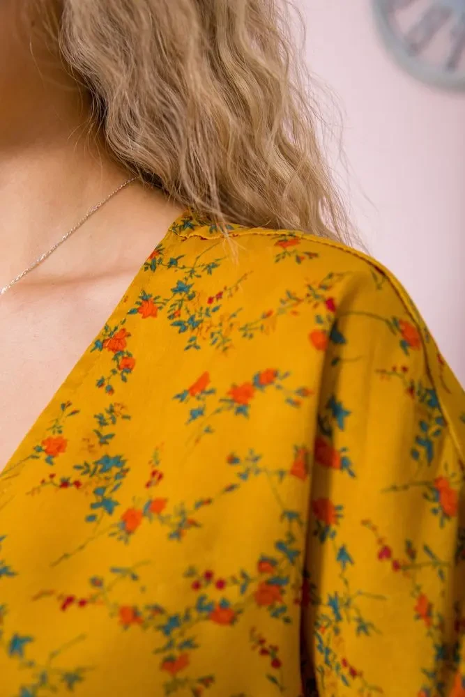 Вільна сукня, в квітковий принт, колір Гірчичний, 115R0463-2 4