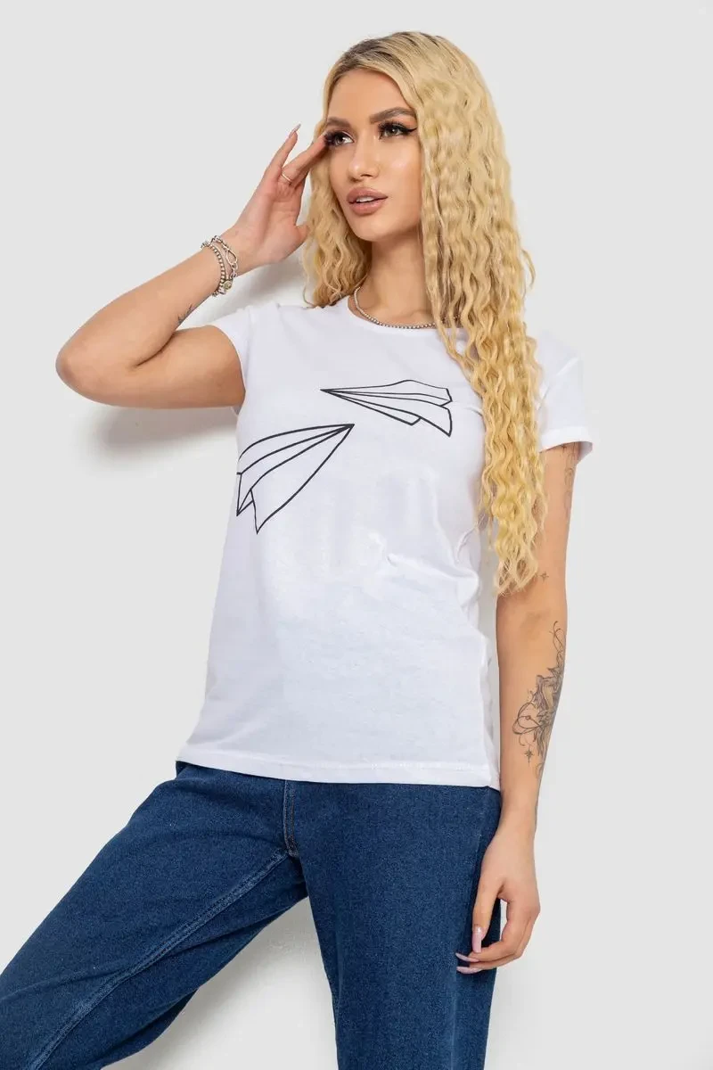 Футболка жіноча з принтом, колір білий, 244R2217 3