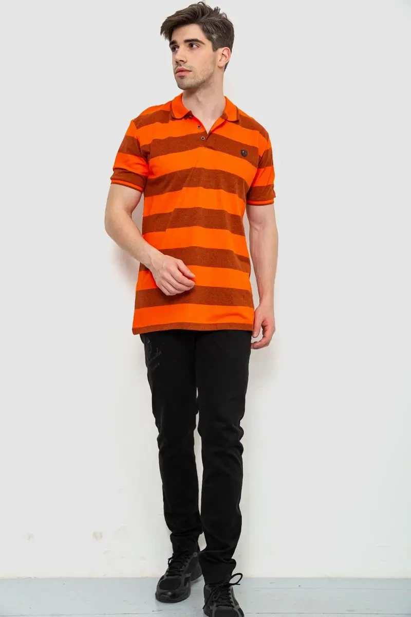 Поло чоловіче в смужку, колір помаранчевий, 214R6187 2