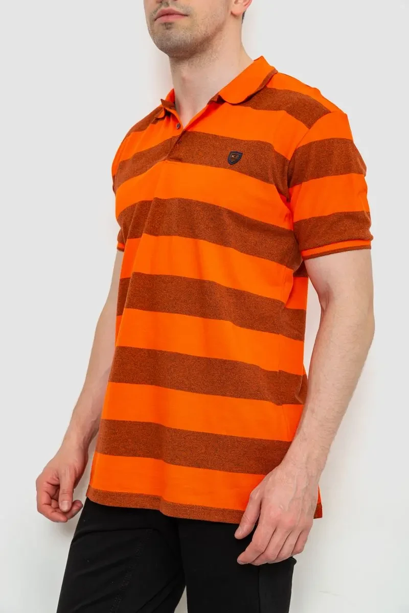 Поло чоловіче в смужку, колір помаранчевий, 214R6187 3