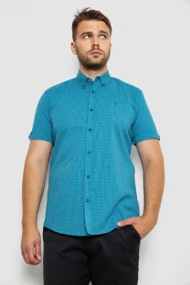 Сорочка чоловіча в клітинку, колір бірюзовий, 214R4564