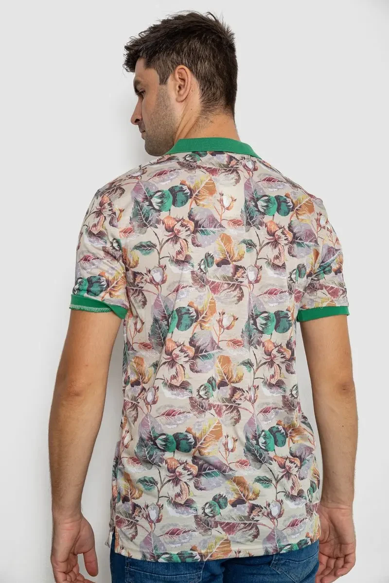 Поло чоловіче з принтом, колір бежево-зелений, 247R314 4