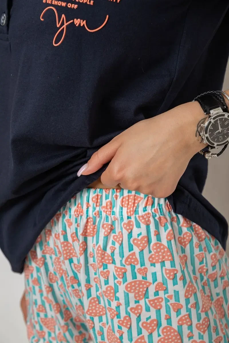 Піжама жіноча з принтом, колір синій, 243R0004-P10 5