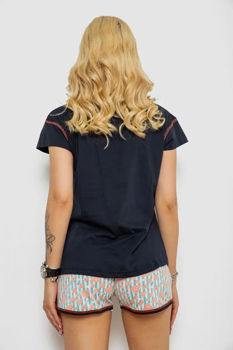 Піжама жіноча з принтом, колір синій, 243R0004-P10 4