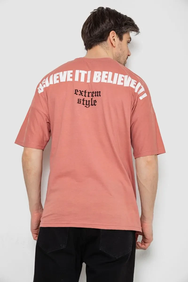 Футболка чоловіча з принтом, колір темно-кораловий, 244R2126 4