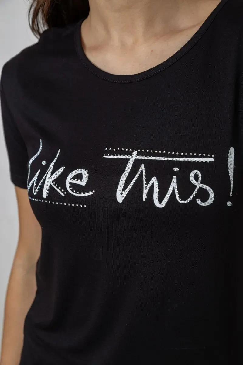 Футболка жіноча з принтом, колір чорний, 244R501 5