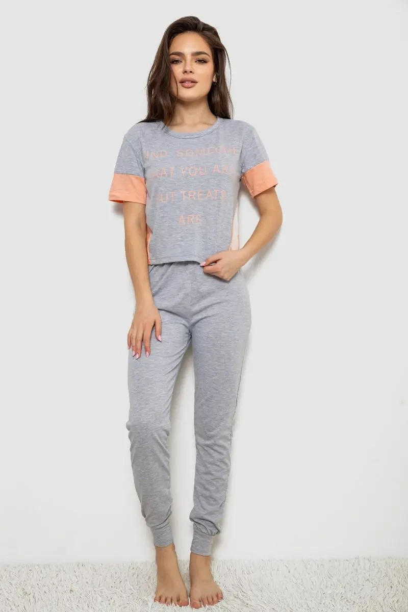 Піжама жіноча, колір сірий, 243R1488-016