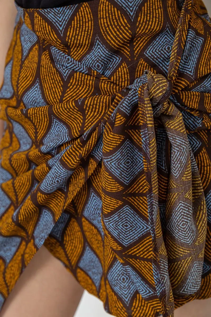 Спідниця з принтом, колір гірчично-коричневий, 244R202 5