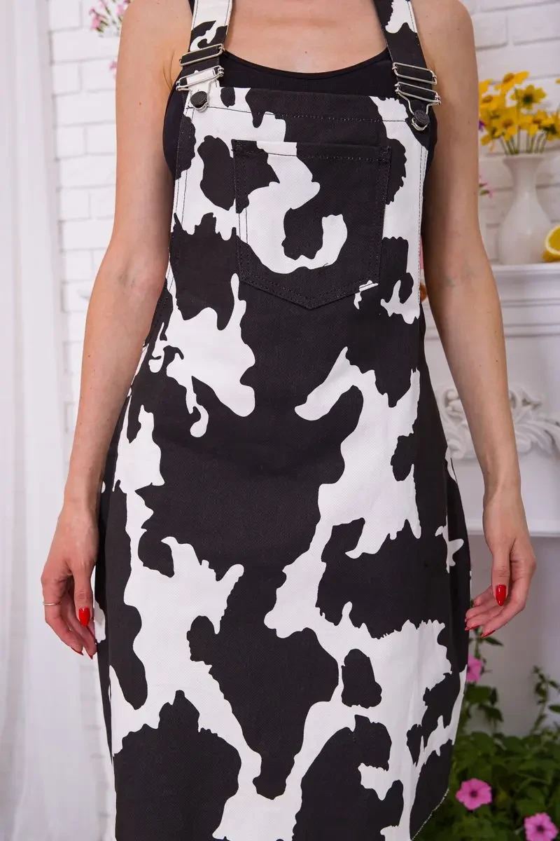 Джинсовий короткий сарафан, в чорно-білий принт, 164R3001 2