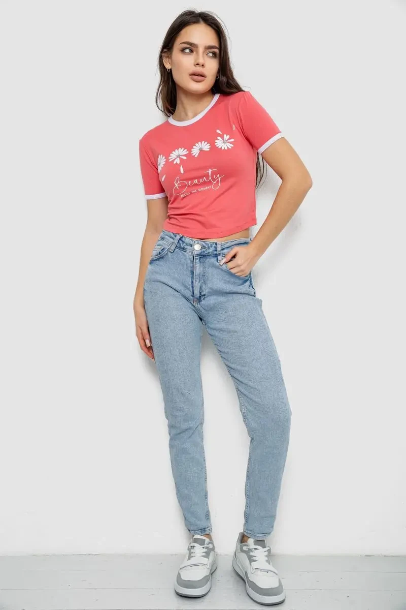 Футболка-топ жіноча з принтом, колір кораловий, 244R604 2