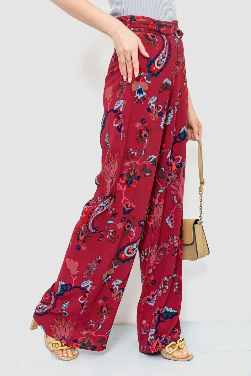 Штани жіночі вільного крою, колір бордовий, 244R050 3