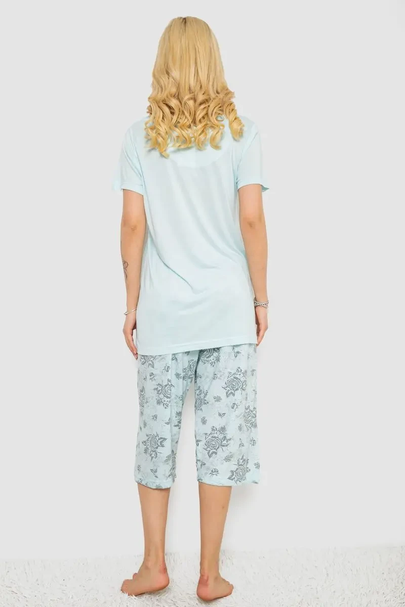 Піжама жіноча з принтом, колір м'ятний, 243R6788 4