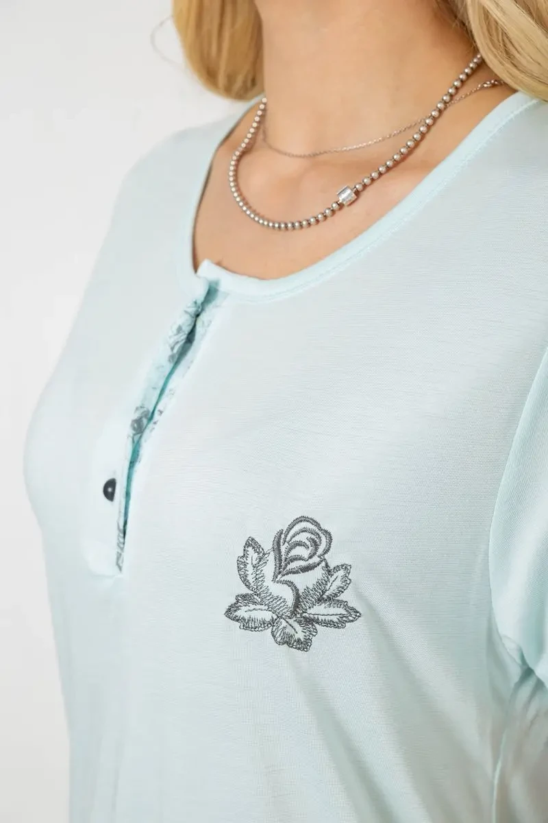 Піжама жіноча з принтом, колір м'ятний, 243R6788 5