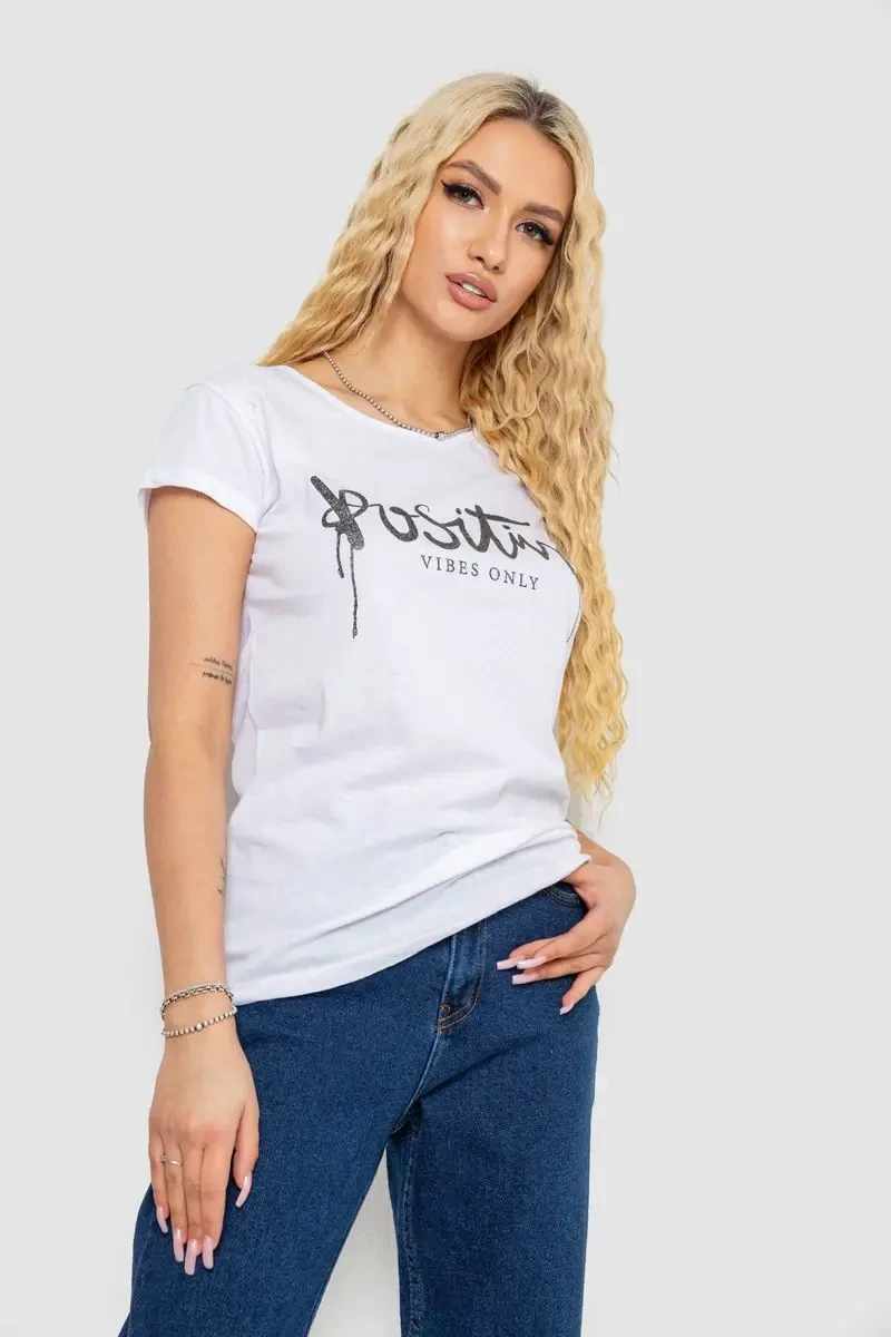 Футболка жіноча з принтом, колір білий, 244R2212 3