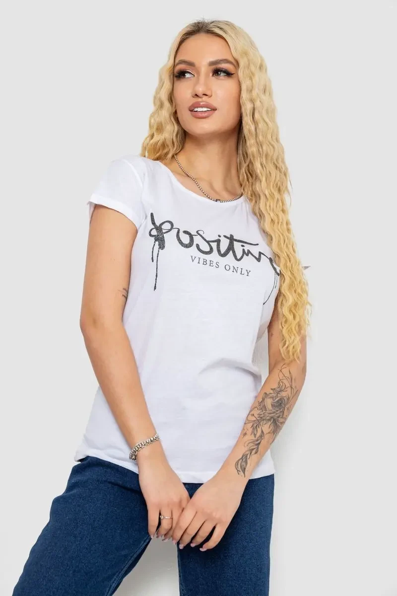 Футболка жіноча з принтом, колір білий, 244R2212