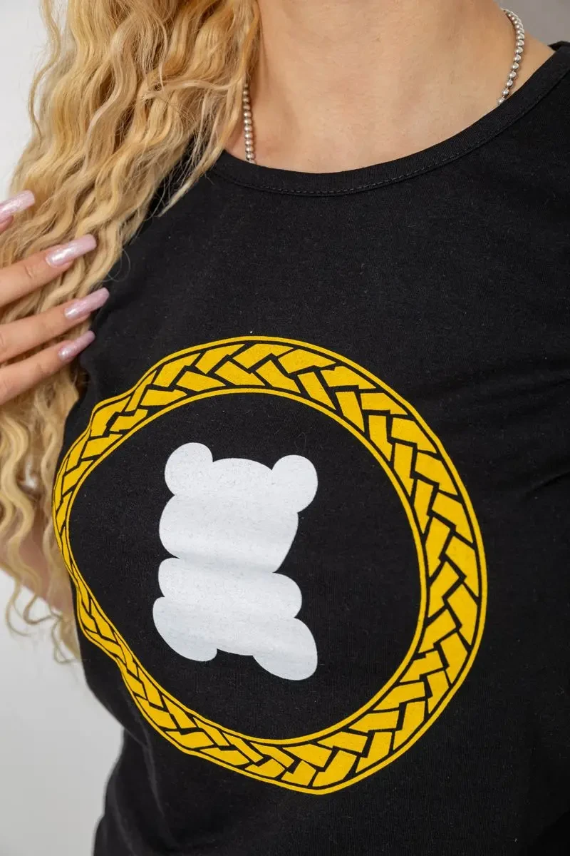 Футболка жіноча з принтом, колір чорний, 244R2216 5