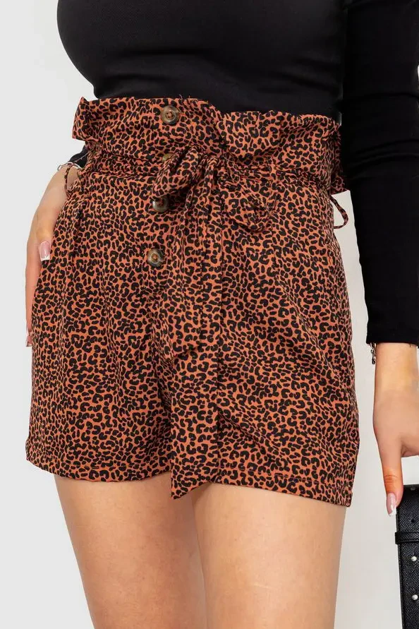 Шорти жіночі шифонові, колір коричнево-чорний, 244R079 3