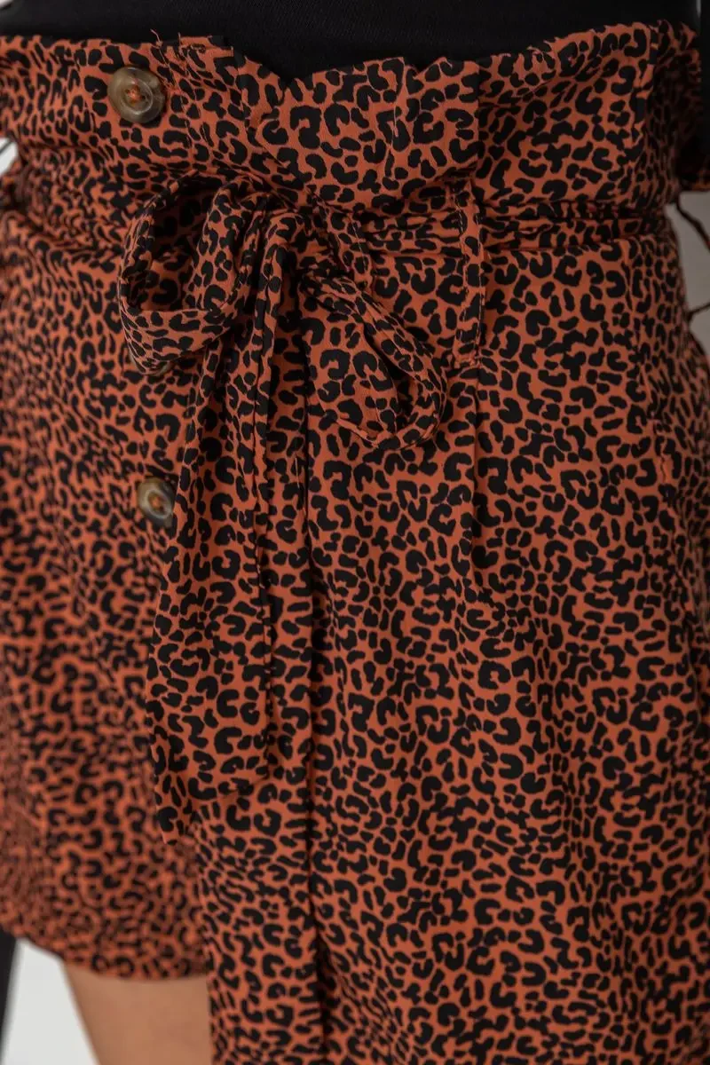 Шорти жіночі шифонові, колір коричнево-чорний, 244R079 5