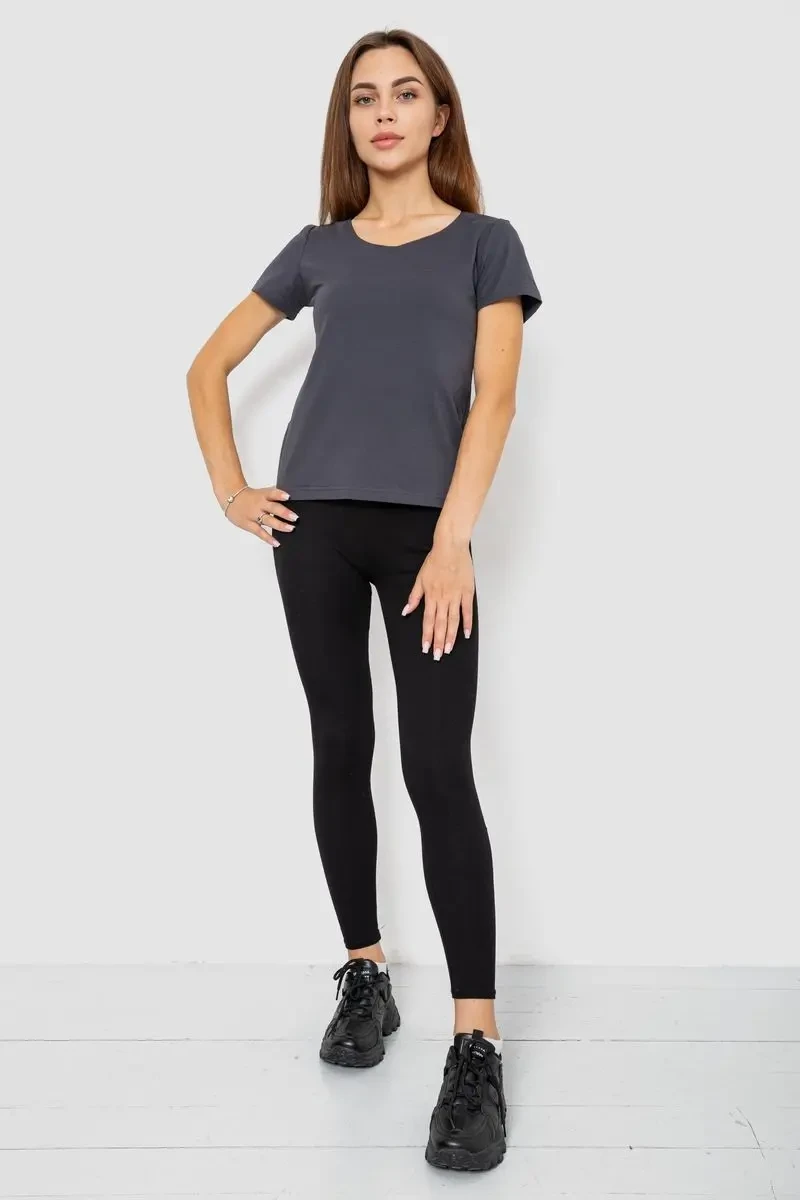 Футболка жіноча однотонна, колір темно-сірий, 102R1101 2