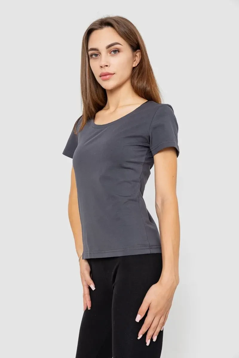 Футболка жіноча однотонна, колір темно-сірий, 102R1101 3