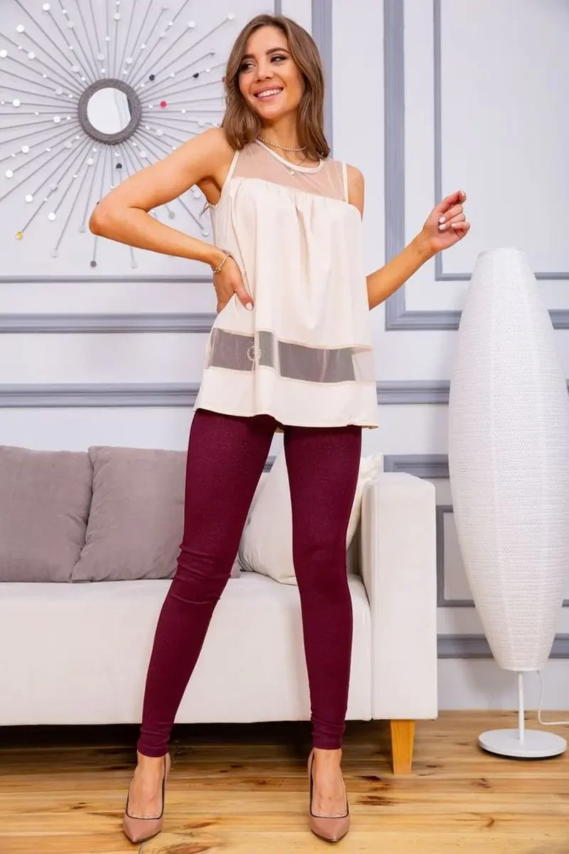 Літня шифонова блуза, з сіткою світло-бежевого кольору, 172R015 2