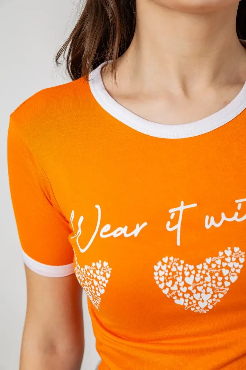 Футболка-топ жіноча з принтом, колір помаранчевий, 244R504 5
