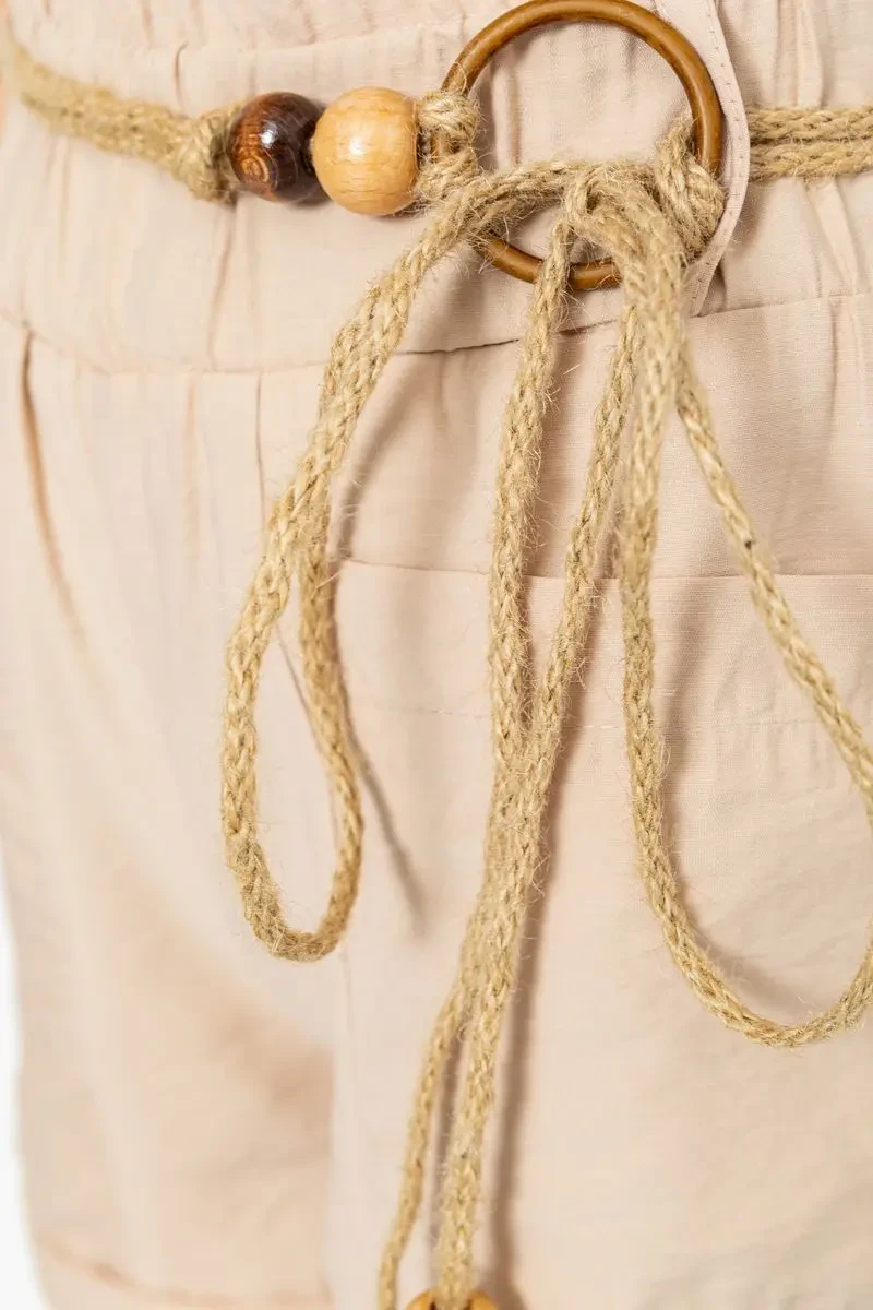 Шорти жіночі з поясом, колір бежевий, 214R1704 5