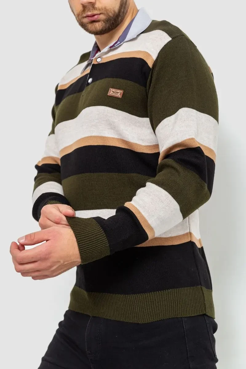 Светр-обманка чоловічий, колір бежево-чорний, 161R901 3