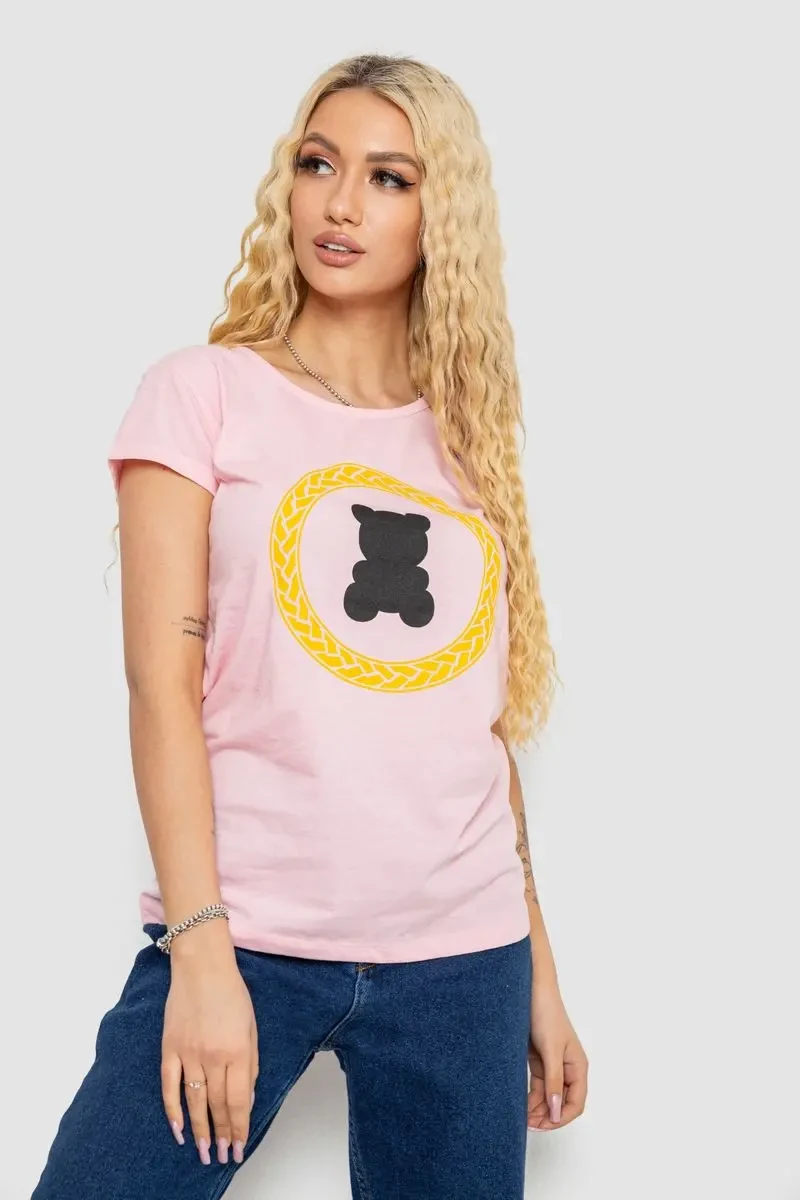 Футболка жіноча з принтом, колір рожевий, 244R2216