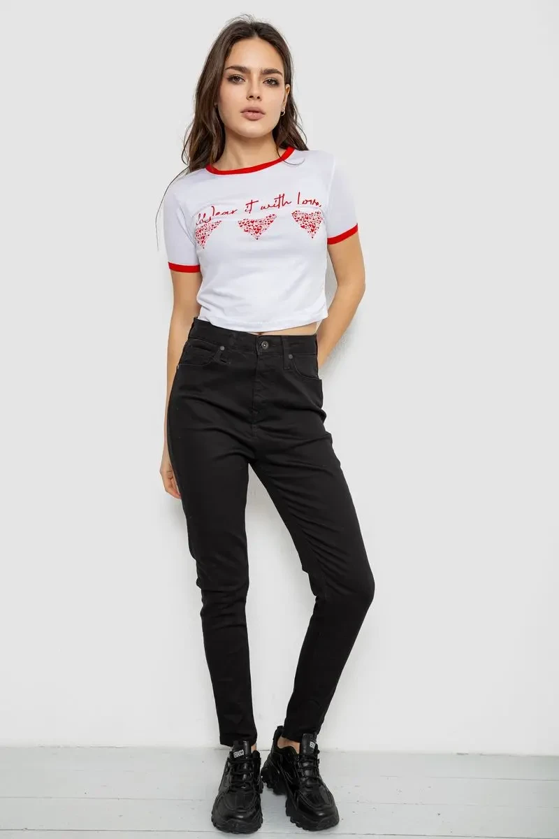 Футболка-топ жіноча з принтом, колір білий, 244R504 2