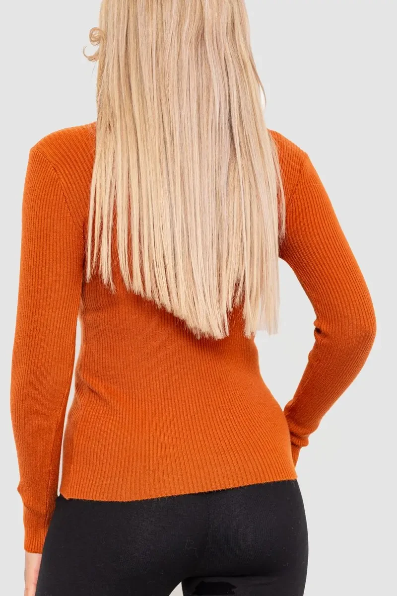 Водолазка жіноча в рубчик, колір теракотовий, 204R044 4