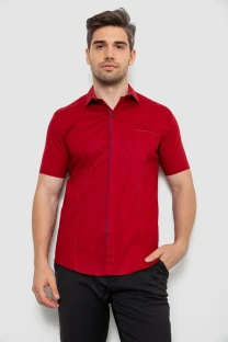 Сорочка чоловіча однотонна класична, колір бордовий, 214R7108