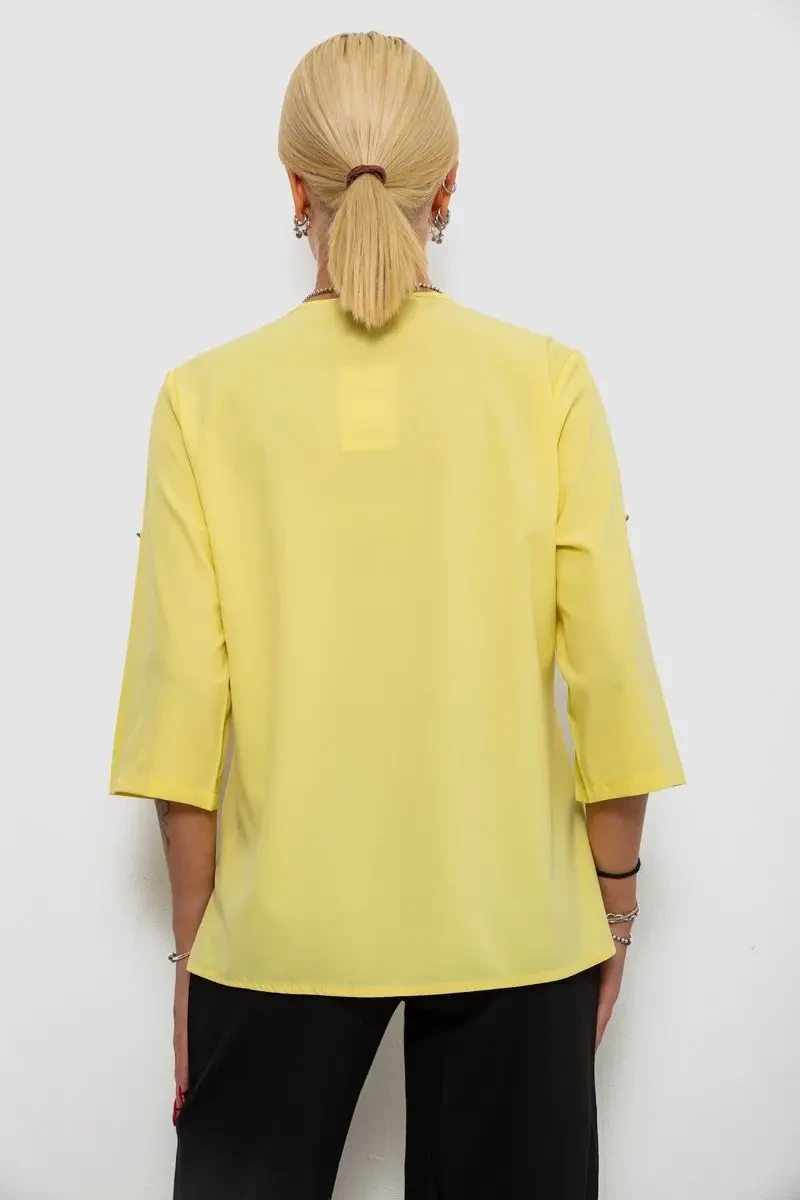 Блуза однотонна, колір жовтий, 230R1121-1 4