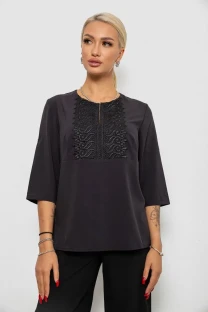 Блуза однотонна, колір чорний, 230R71-1