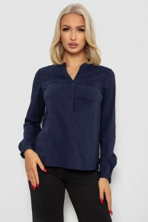 Блуза однотонна, колір синій, 230R96-10