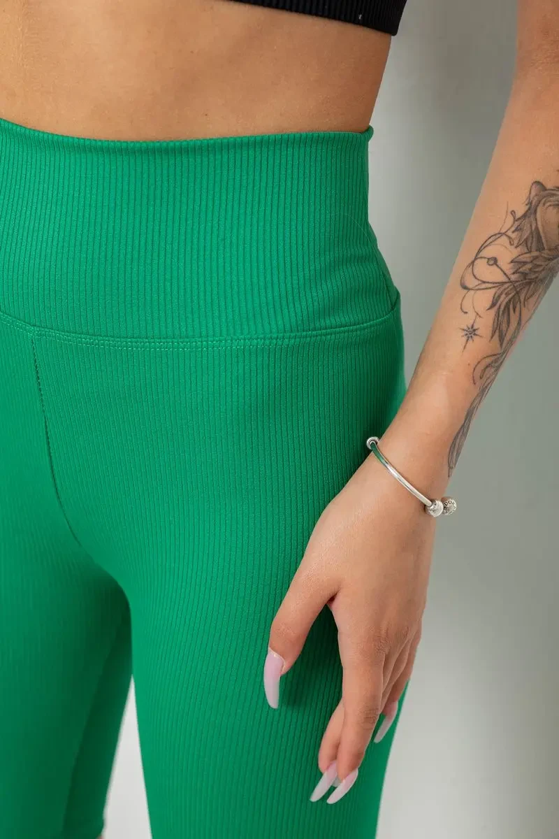 Велотреки жіночі в рубчик, колір зелений, 238R355 5