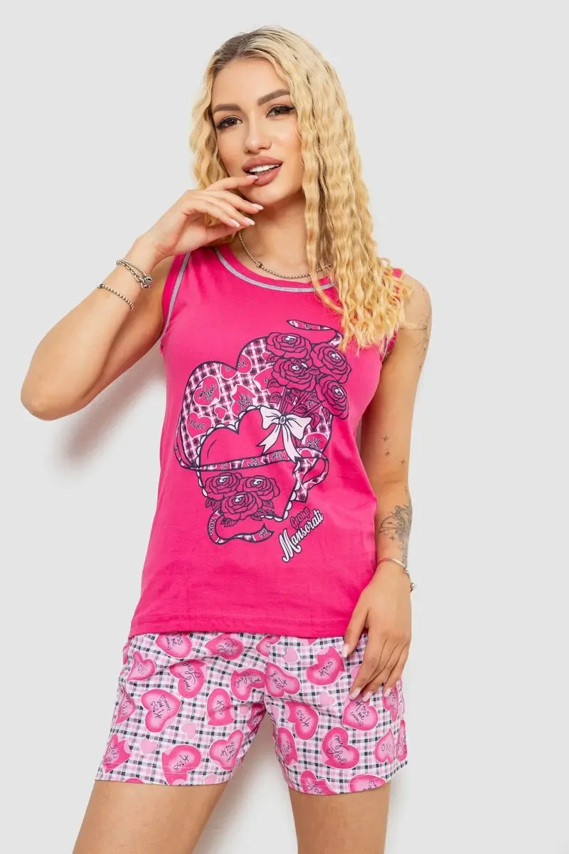 Піжама жіноча, колір малиновий, 243R03674