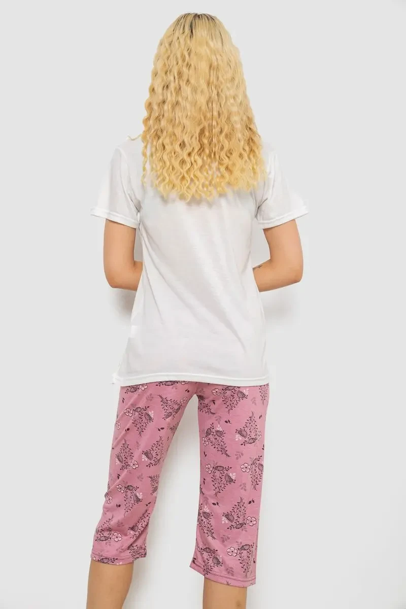 Піжама жіноча з принтом, колір молочний, 243R10311 4