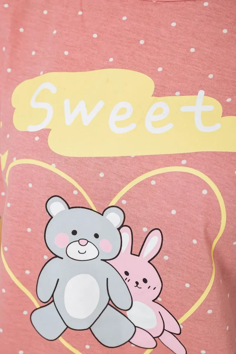 Піжама жіноча з принтом, колір пудровий, 243R15492 6