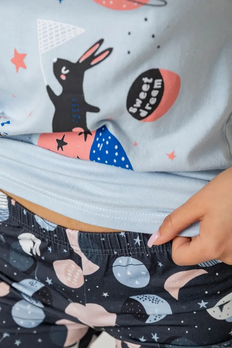 Піжама жіноча з принтом, колір блакитний, 243R24492 6