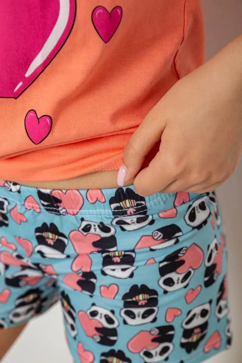 Піжама жіноча з принтом, колір помаранчевий, 243R24493 5