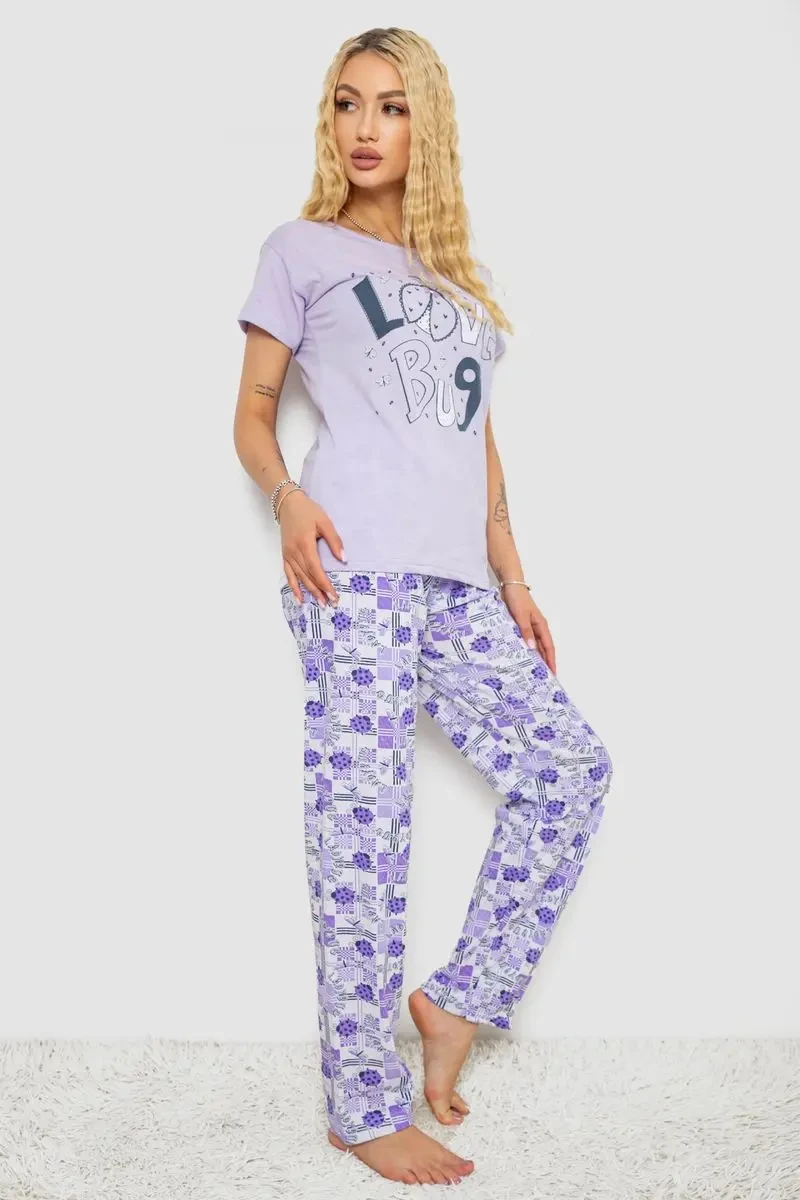 Піжама жіноча з принтом, колір бузковий, 243R2535 3