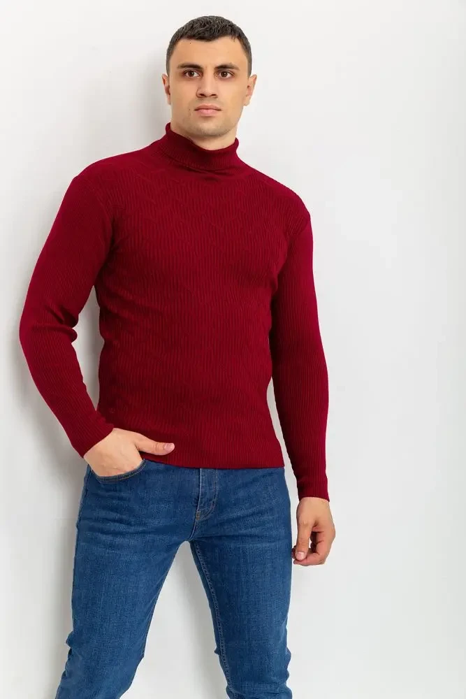 Светр-гольф чоловічий, колір бордовий, 161R892 2