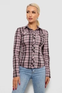 Сорочка жіноча в клітку, колір сіро-рожевий, 230R064-1