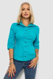 Сорочка жіноча однотонна, колір бірюзовий, 230R068-4